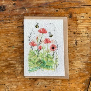 Zoom sur l'illustration de la carte à planter abeilles et coquelicots