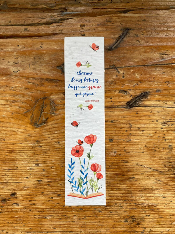 Zoom sur le marque-page à planter modèle livre
